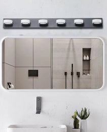 45in  Modern 6-Light LED Vanity Light, Sleek Black Bathroom Wall Light Fixture For Mirror, Shower, And Bathroom Decor