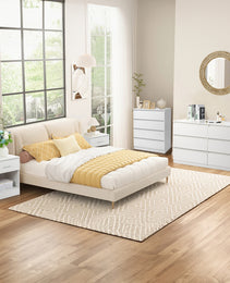 6 Drawer Double Dresser For Bedroom, Wide Storage Cabinet For Living Room Home Entryway, White