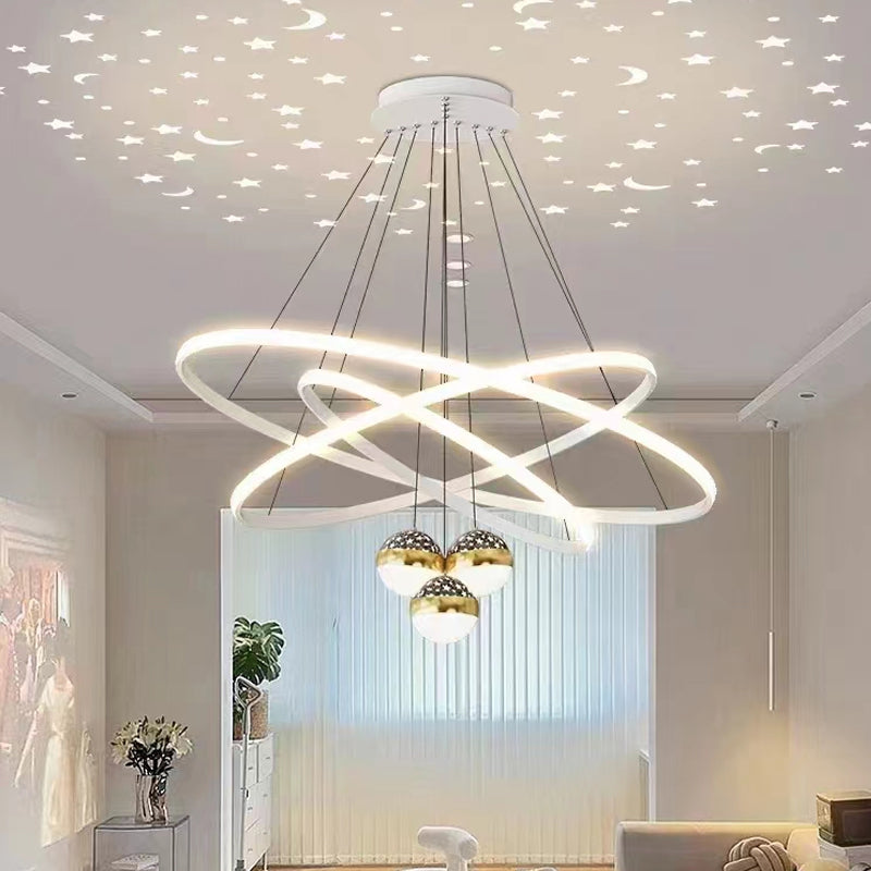 Daria 82W White Tri-Color Modern Iron LED Indoor Chandelier