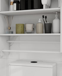 Bathroom Wall Cabinet With Doors,Adjustable Shelf,Towel Bar And Paper Holder, Over The Toilet Storage Cabinet, Medicine Cabinet For Bathroom-White