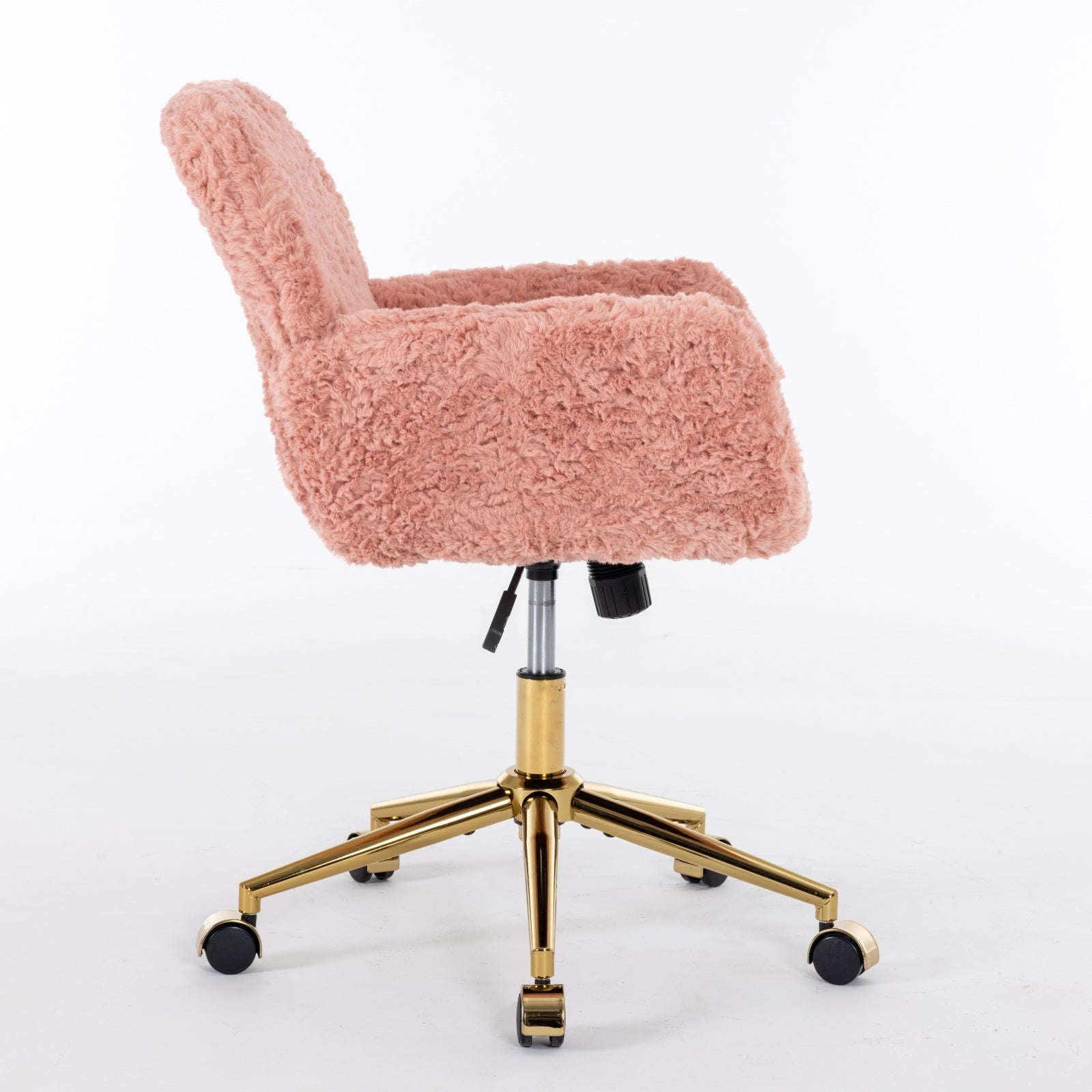A&A Furniture Office Chair,Artificial Rabbit Hair Home Office Chair With Golden Metal Base,Adjustable Desk Chair Swivel Office Chair,Vanity Chair