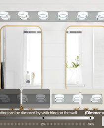 45 Modern 6-Light LED Vanity Light, Sleek Chrome Bathroom Wall Light Fixture For Mirror, Shower, And Bathroom Decor