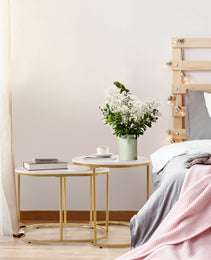 Modern Marble Look Stacking Nesting Coffee Table Set