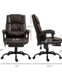 Massage Office Chair With 6 Vibrating Points, High Back Reclining Office Chair With Footrest And Remote, Brown