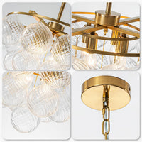 Cluster Glass Bubble Ball Chandelier Gold 4-Light 20 Inches 3-Tier