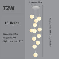 Stairs Modern Nordic LED Glass Chandelier Loft Duplex Living Room Lamp Hotel Lobby Long Chandelier Home Decorative Lighting