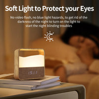 LED Night Light with Clock Digital Alarm Clock Rechargeable Bedside Lamp Dimmable Wake Up Light Table Clock 1500mAh Battery