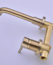 Wall Mount Single Handle Bathroom Faucet Brushed Gold