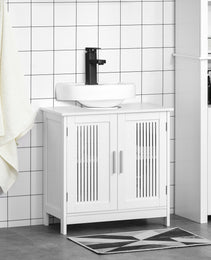 Bathroom Under Sink Cabinet Vanity Unit with Adjustable Shelf Space Saver, White