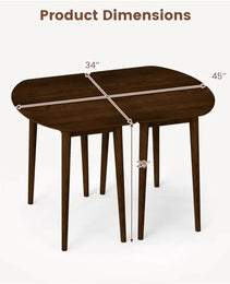 45" Extendable Dining Table Set, 2 Half-Round Tables Convertible To Oval For 4-6 People Walnut