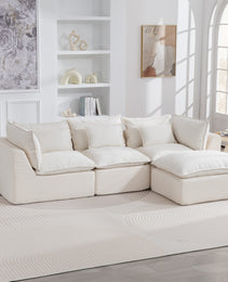 102.3  Width Cloud Couch Oversized Modular Sectional Sofa True Relax Comfy Couches Wide&Deep Seat Sofas For Living Room Furniture Sets, 3Seat With Ottoman