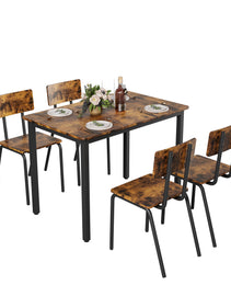5-Piece Dining Table Set With 4 Chairs, 43  Kitchen Table & Chairs Set For 4, Dining Room Table With Metal Frame & MDF Board, Perfect For Small Space, Easy Clean