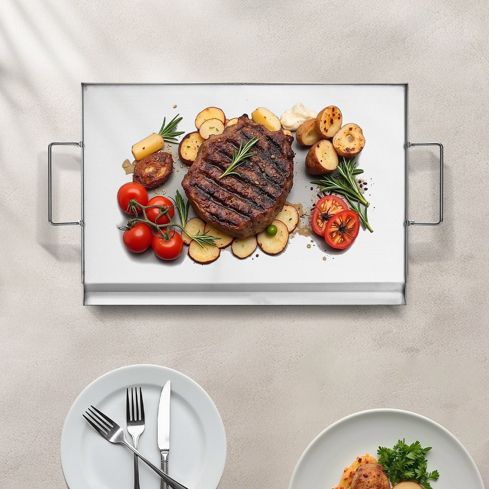 23x16 In Flat Top Griddle Stainless Steel Universal BBQ Grill Pan Cookware