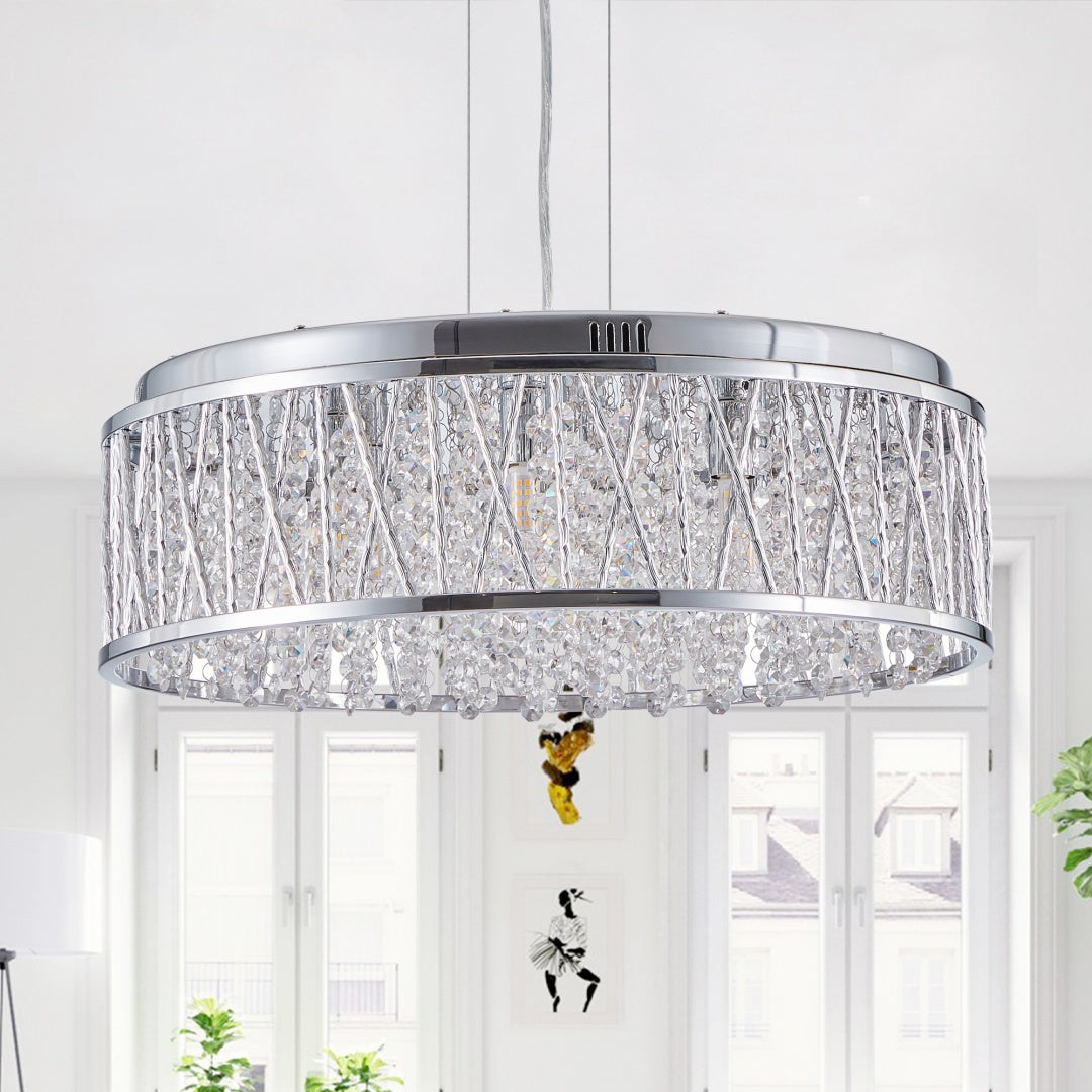 Modern Crystal Chandelier 19 Inches Aluminum Iron Round Ceiling Light Flush Mount Ceiling Light Fixture For Kitchen Island Dinning Bedrooms And Hallway   Bulb Not Included