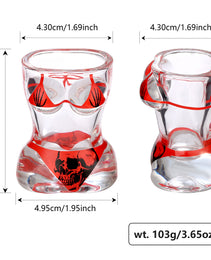 2 Pieces, Black Muscle Men's And Red Bikini Skull Style Glass Small Wine Glasses Bar Tools Christmas Gift, Halloween Gift, Birthday Gift, Company Party Gift, Universal Gift