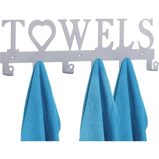 Metal Wall-Mounted Towel Hook,6-Hook Space-Saving Storage With Sturdy Row Design