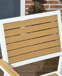 5pc Patio Table and Chairs Set, Aluminum Patio Dining Set w/ HDPE Materials, Umbrella Hole, Yellow