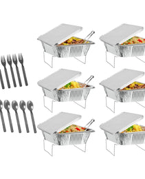 36Pcs Per Set Disposable Chafing Dish Buffet Set Food Warmers For Party Buffet Server Catering Supplies With Covers Utensils Half Size Food Pans For Parties Events BBQ Catering