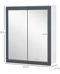 Bathroom Mirror Cabinet, Wall Mounted Medicine Cabinet with Mirror, Double Doors and Adjustable Shelves, White