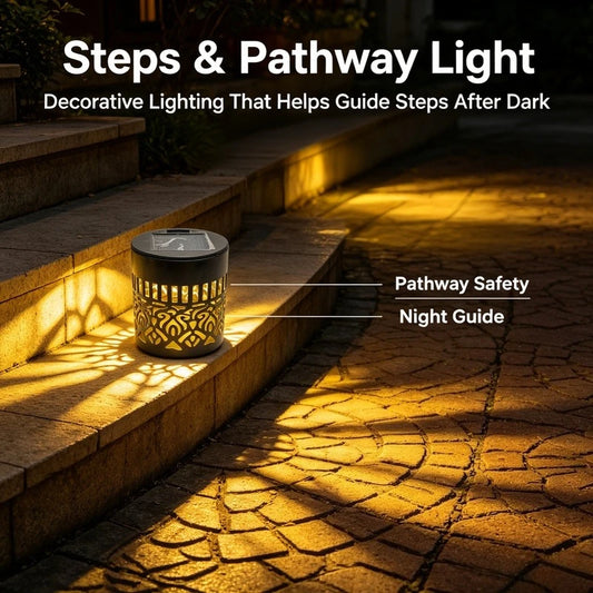 Solar Fence Lights, IP65 Waterproof Metal Wall Lamp for Outdoor Garden Yard Deck Steps Patio Decoration