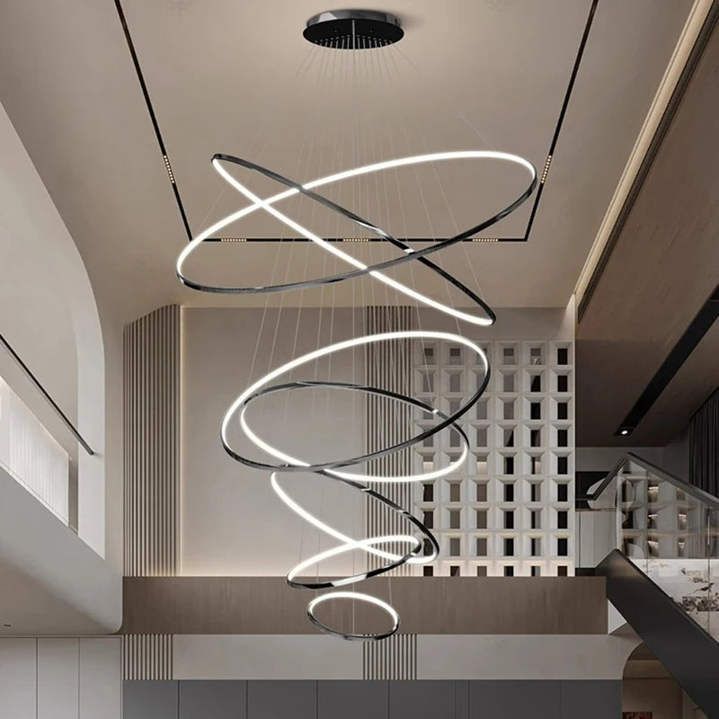 Modern Home Decor LED Lights Pendant Light Lamps for Staircase Chandeliers for Living Room Hanging Light Indoor Lighting
