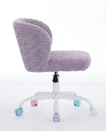 A&A Furniture Office Chair,Artificial Rabbit Hair Home Office Chair With Metal Base,Adjustable Desk Chair Swivel Office Chair,Vanity Chair Violet