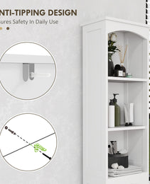 Farmhouse Tall Slim Bathroom Storage Cabinet with Recessed Drawer, Narrow Cabinet with Barn Door, White
