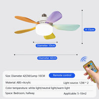 E27 E26 Base LED Home-use Ceiling Fan Light with Wireless Remote Smart Quiet Indoor LED Fan Lamps  for Room Office Study Kitchen