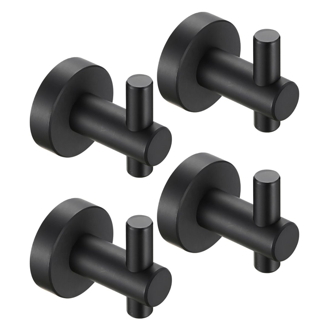 Round Base Wall Hanging Hook With Screws- Matte Black Hook, 4 Pack, For Entry Shoe Cabinet, Wardrobe Bathroom Bedroom Furniture Hardware