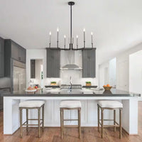 Roxsanne 6-Light Nickel/Black Dimmable Classic Chandelier Rustic Linear Candle-Style Kitchen Island Light Fixture