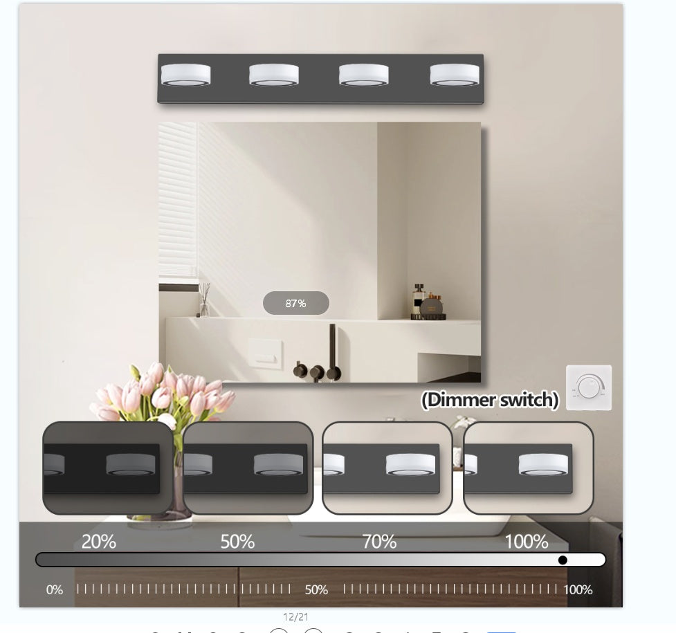 29in  Modern 4-Light LED Vanity Light, Sleek Black Bathroom Wall Light Fixture For Mirror, Shower, And Bathroom Decor
