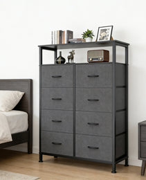 8-Drawer Fabric Dresser With Open Shelf, 45.9-inch Tall Storage Cabinet For Bedroom Closet Organization