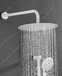 Shower System With Shower Head, Hand Shower, Slide Bar, Bodysprays, Shower Arm, Hose, Valve Trim, And Lever Handles