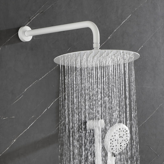 Shower System With Shower Head, Hand Shower, Slide Bar, Bodysprays, Shower Arm, Hose, Valve Trim, And Lever Handles