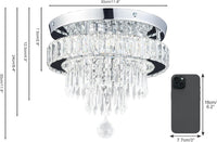11.8" Crystal Ceiling Light, Flush Mount LED, Warm White