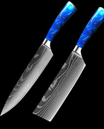 8-inch Chef Knife with Blue Resin Handle