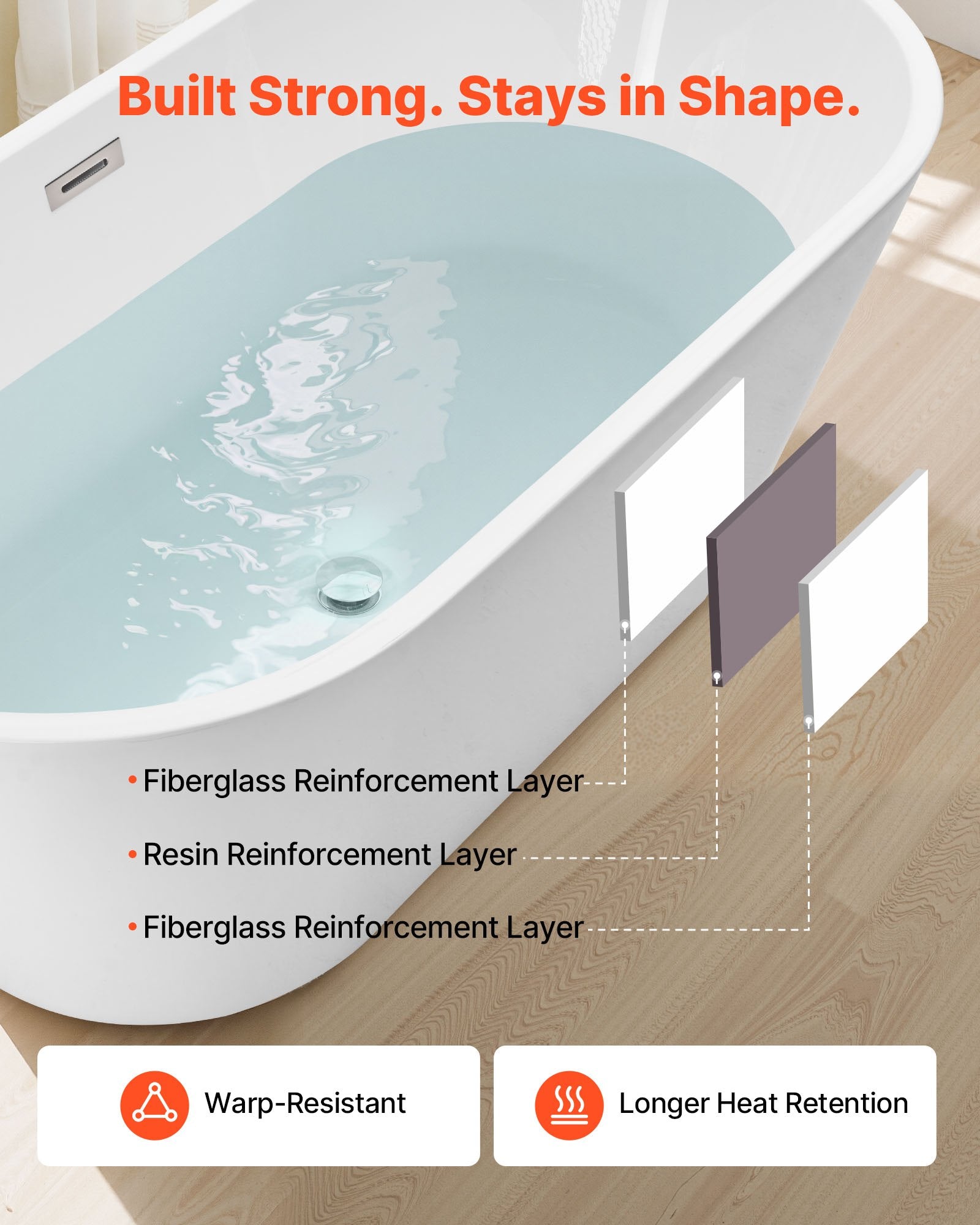 Acrylic Freestanding Bathtub, 59 Inch Contemporary Soaking White Tub With Brushed Nickel Overflow And Drain, Elegant Oval Shape Stand Alone Soaker Tub For Modern Bathroom Or Remodel Projects