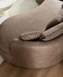 128.74 Inch Modern Sectional Curved Sofa Couch For Living Room,Leathaire Upholstered 5-Seat Sofa Couch, Technology Cloth Couch Set For Apartment Office,Brown