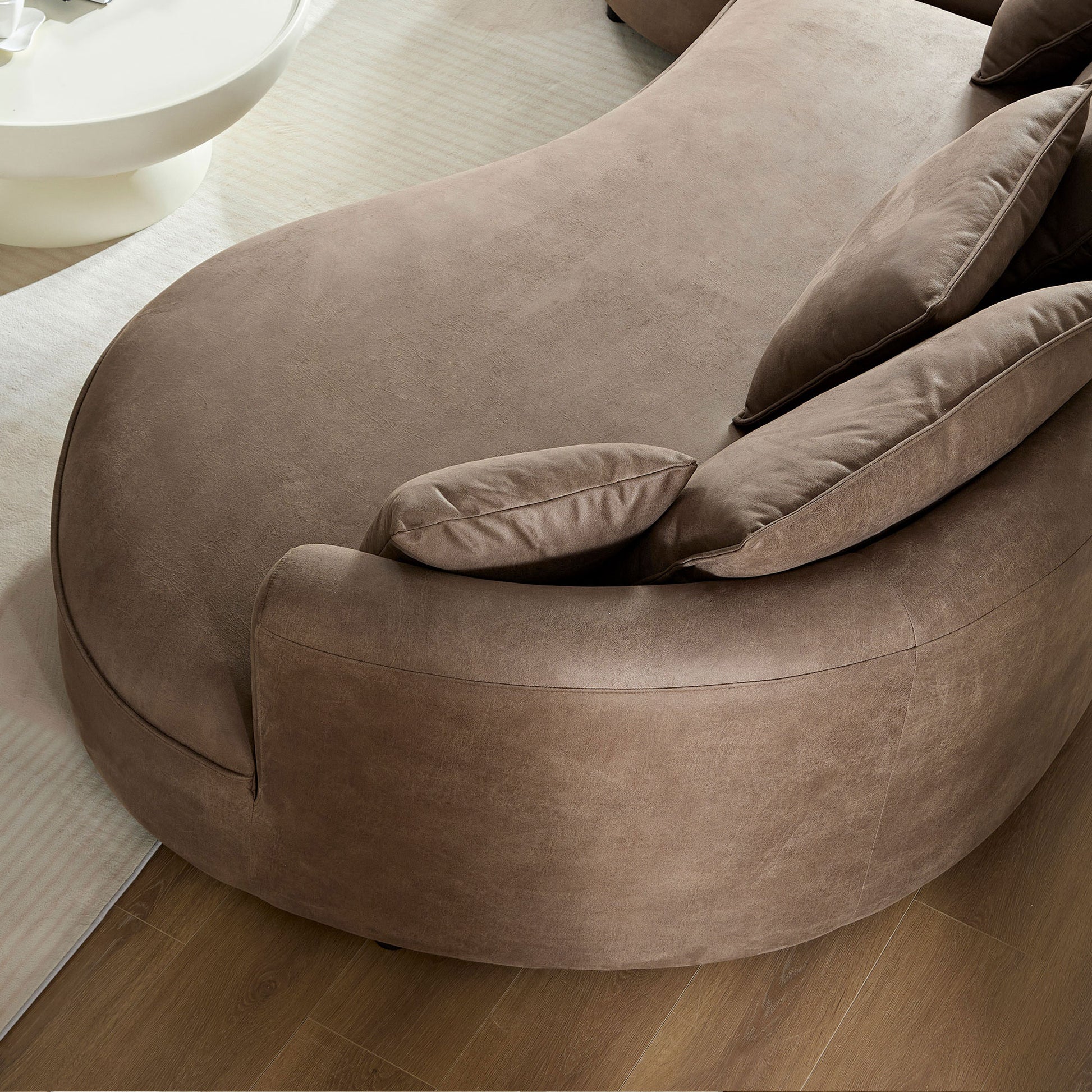 128.74 Inch Modern Sectional Curved Sofa Couch For Living Room,Leathaire Upholstered 5-Seat Sofa Couch, Technology Cloth Couch Set For Apartment Office,Brown