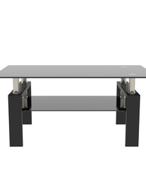 Rectangle Black Glass Coffee Table, Clear Coffee Table,Modern Side Center Tables For Living Room,Living Room Furniture