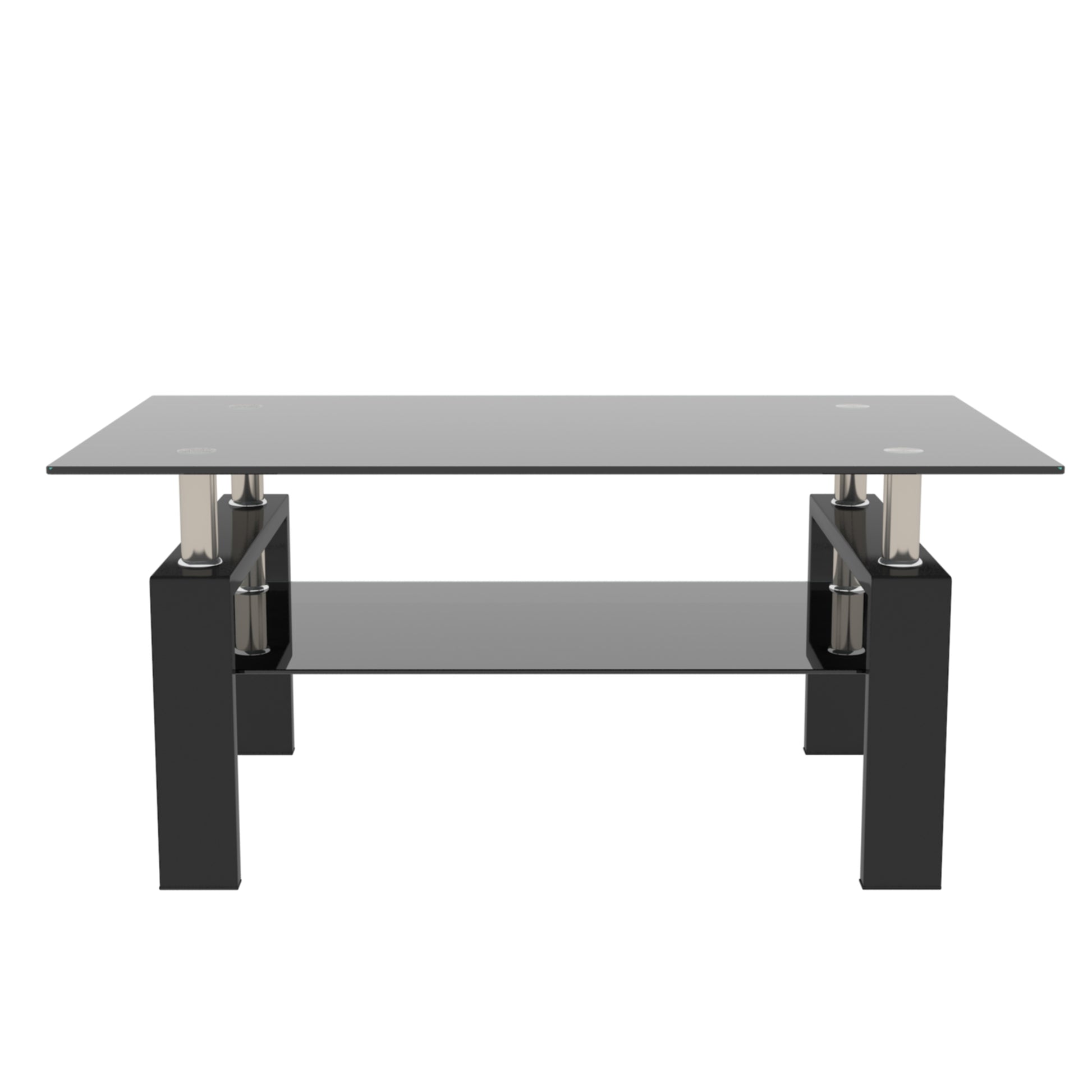 Rectangle Black Glass Coffee Table, Clear Coffee Table,Modern Side Center Tables For Living Room,Living Room Furniture