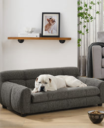 Soft And Comfortable Pet Sofa With Backrest And Armrests, Suitable For Modern Rectangular Pet Sofas For Small And Medium-sized Dogs,-dark Gray