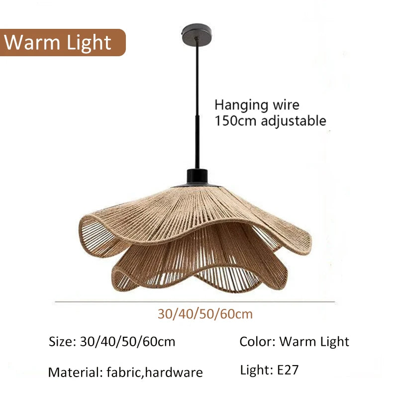 White Fabric Pendant Lamp LED Nordic Minimalist Flower Double-layer Chandelier Bedroom Living Dining Room Decor Pendant Light