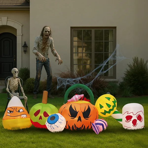 8-ft Pumpkin, Eyeball & Candy Halloween Inflatable