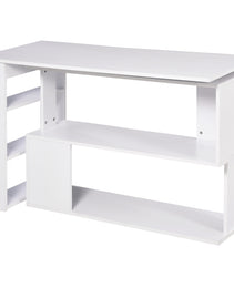 360° Rotating Home Office Desk L Shaped Corner Computer Desk with Storage Shelves, Writing Table Workstation, White