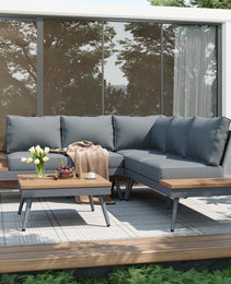 Outdoor V-Shaped 4-Piece Alum Patio Sofa Set