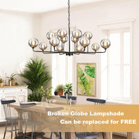 Large Sputnik Chandelier 47.2" Black Modern Smoked Glass Chandelier