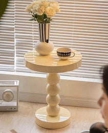 Home Vintage Solid Wood Round Table Bedside Side Table