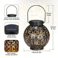 HOMEFISH Outdoor Solar Iron Art Hanging Light Hollow LED Waterproof Landscape Projection Lamp for Garden Decor