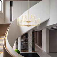 Gold Chandeliers for Dining Room Light Fixture，D44 Inch